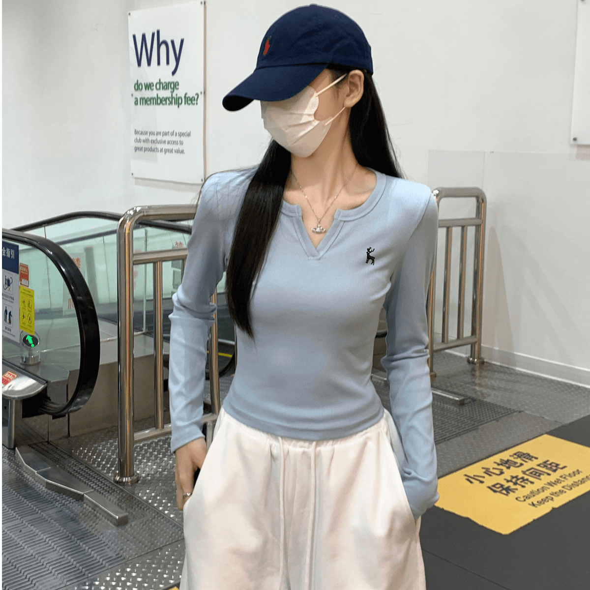 2026 새로운 레트로 자수 반 개방 칼라 긴팔 티셔츠 여성 의류 가을 만나는 맨위 이미지 4