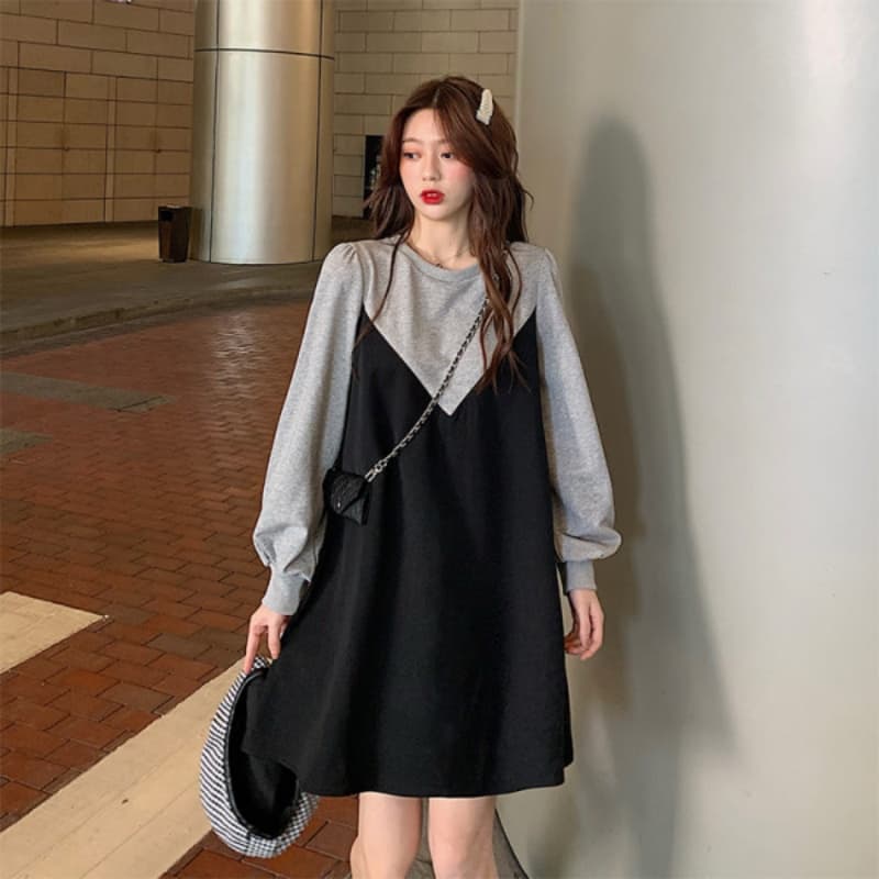 2026 가을 겨울 새로운 디자인 센스 여신 팬 품격 허리 수축 슬림해 보이는 패치워크 여성 드레스