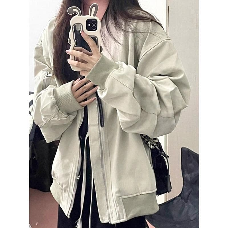 아메리칸 레트로 chic 이른 봄 여성 코트 2026 새로운 파일럿 재킷 디자인 센스 작은 대중 봄 가을 야구 유니폼 상세 이미지 1