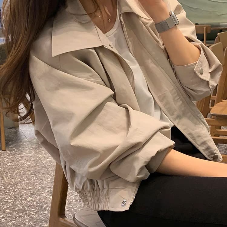 고급 센스 품격 단색 짧은 여성 코트 작은 키 미니멀리즘 캐주얼 다용도 재킷 워크웨어 맨위 봄 가을 새로운 이미지 3