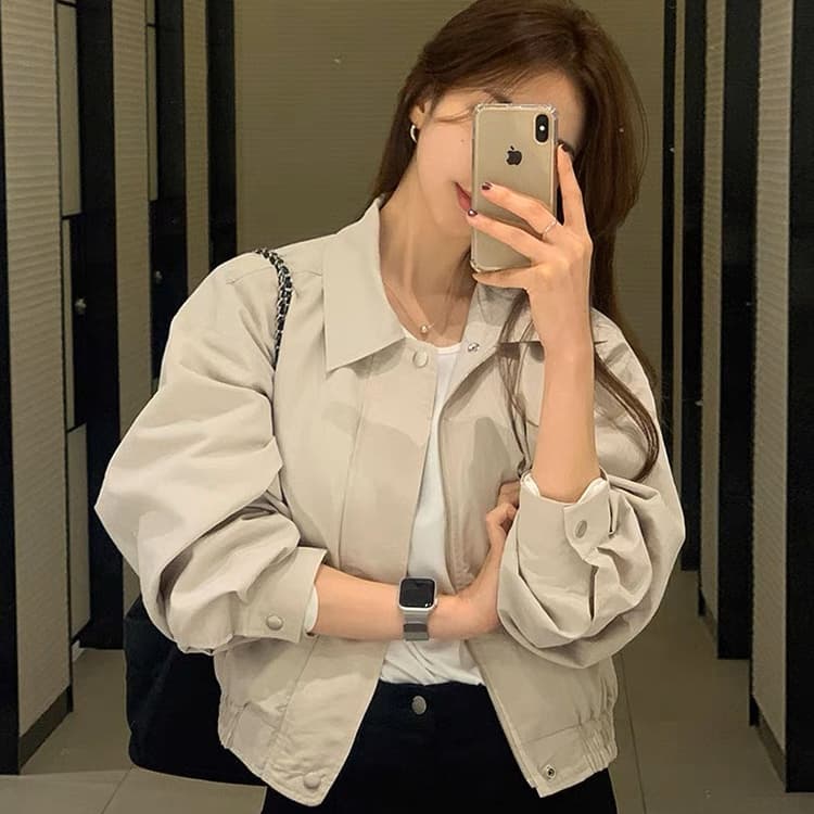 고급 센스 품격 단색 짧은 여성 코트 작은 키 미니멀리즘 캐주얼 다용도 재킷 워크웨어 맨위 봄 가을 새로운 상세 이미지 8