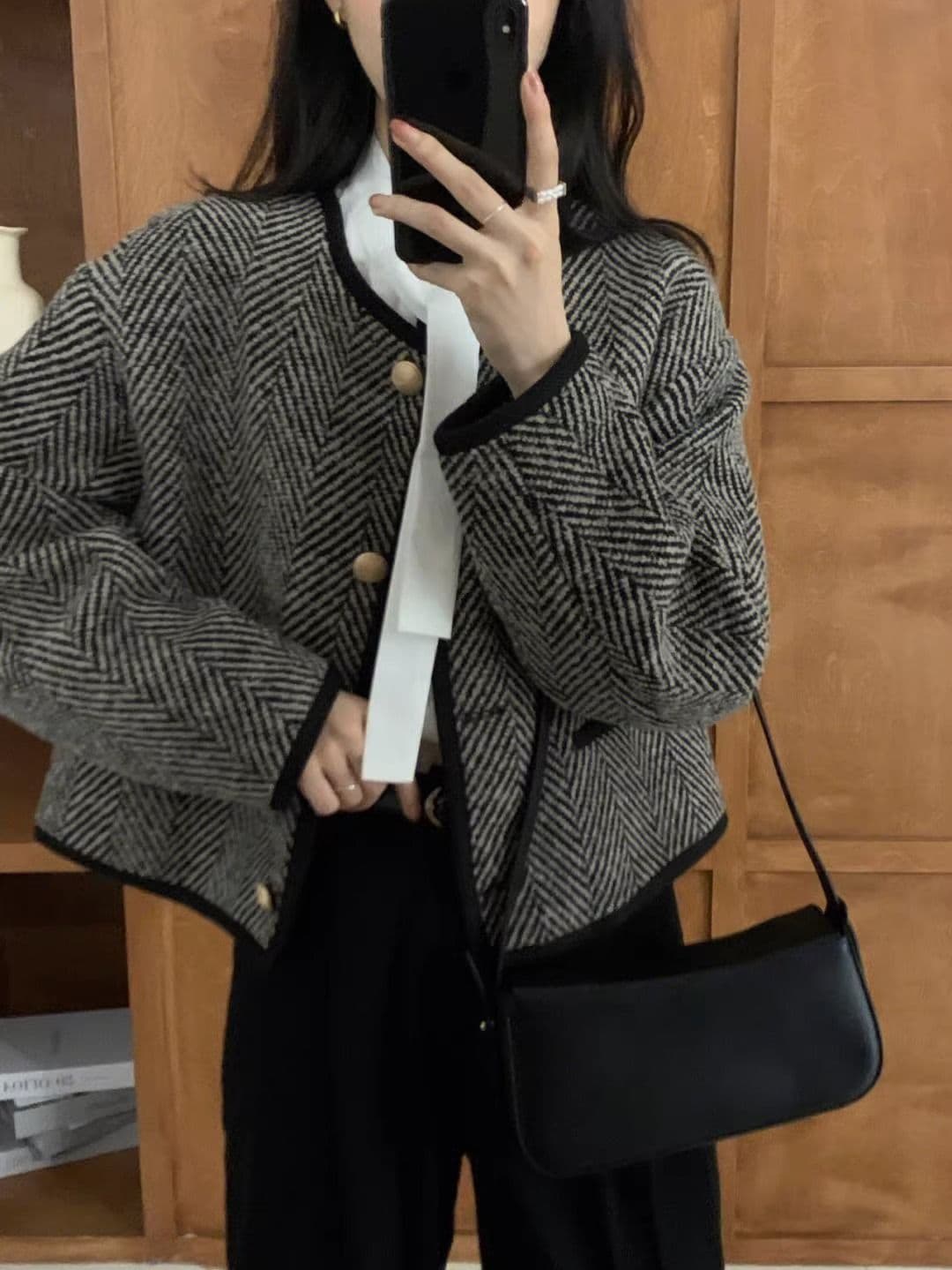 한국 스타일 서리가 내린 부서 짧은 외투 한 부서 작은 대중 디자인 아니요 명중 섹션 가을 겨울철 2026 새로운 여성 의류 상세 이미지 4