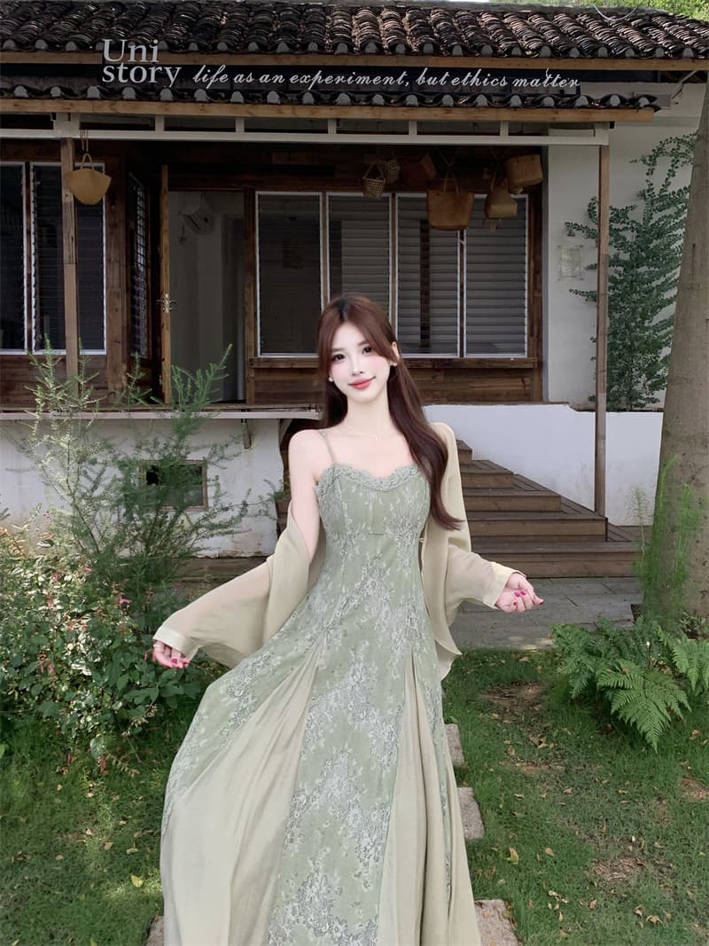 새로운 중식 슬립 드레스 국풍 경기 치파오 쉬폰 자외선 차단 의류 상세 이미지 10