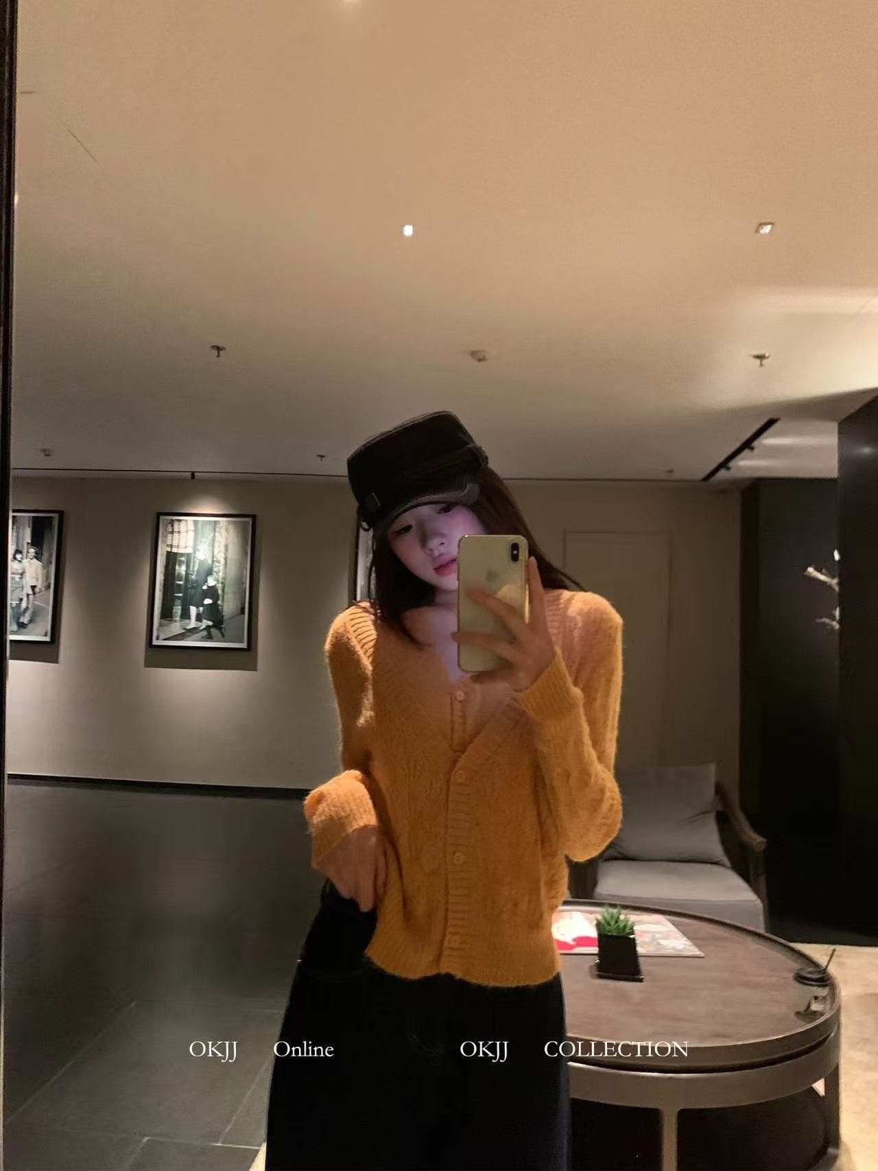 홀로우 아웃 V넥 페이크 레이어드 니트 오픈 가디건 여성 행침 목 싱글 줄 버튼 부드러운 바람 얇은 스타일 긴팔 스웨터 코트 이미지 2
