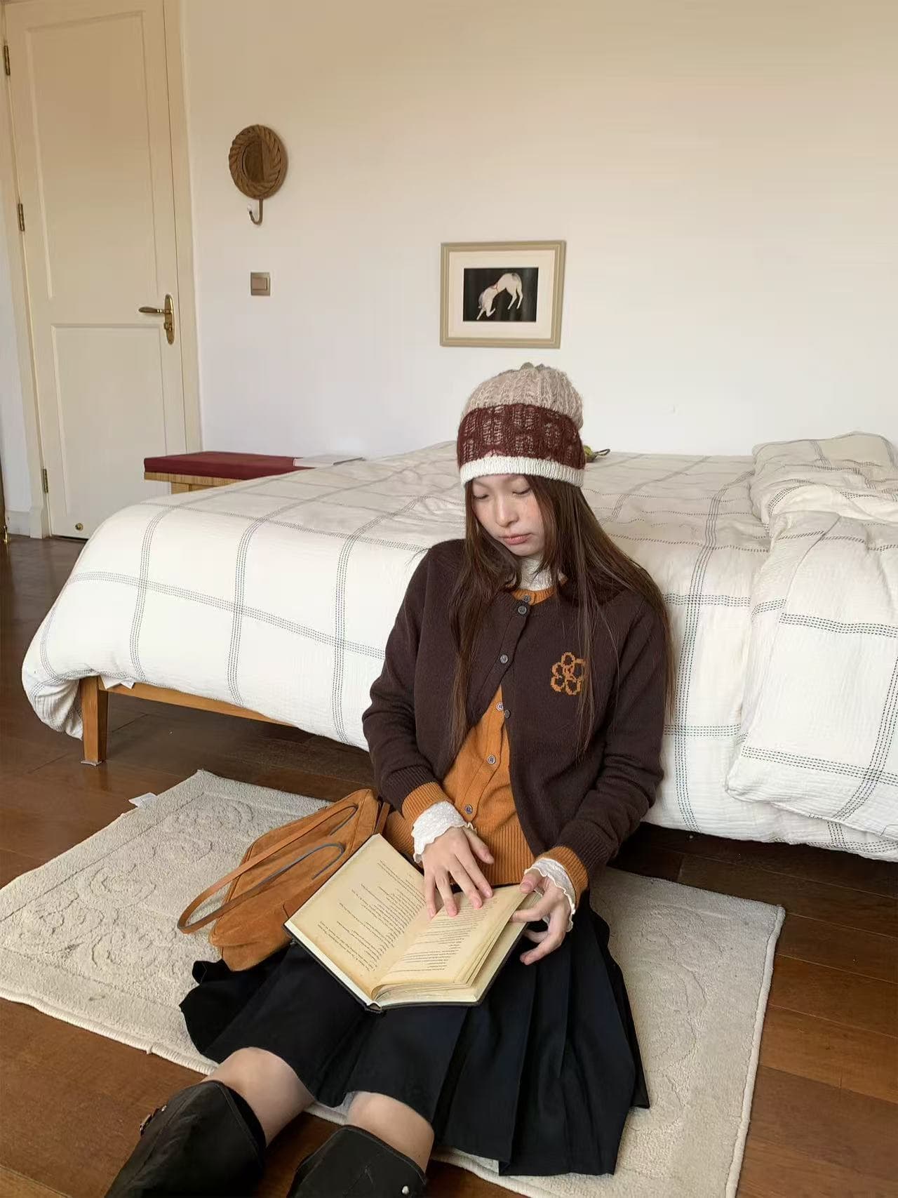 은하계 소다 느긋한 센스 조기 봄 소녀 배색 페이크 레이어드 스웨터 오픈 가디건 인사이드 가져 가라. 수 있습니다. 외출용 얇은 스타일 니트 스웨터 상세 이미지 2