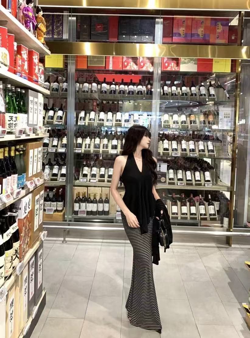 분위기 아름다움 이른 가을 새로운 순수한 욕망 행침 목 슬립 오픈 가디건 맨위 하이웨이스트 타이트 스커트 인어 꼬리 반 스커트 3종 세트 이미지 3