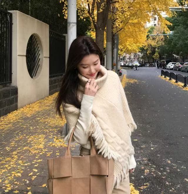 술 숄 망토 가을 겨울철 루즈핏 느긋한 바람 터틀넥 스웨터 불규칙 여성 코트 이미지 3