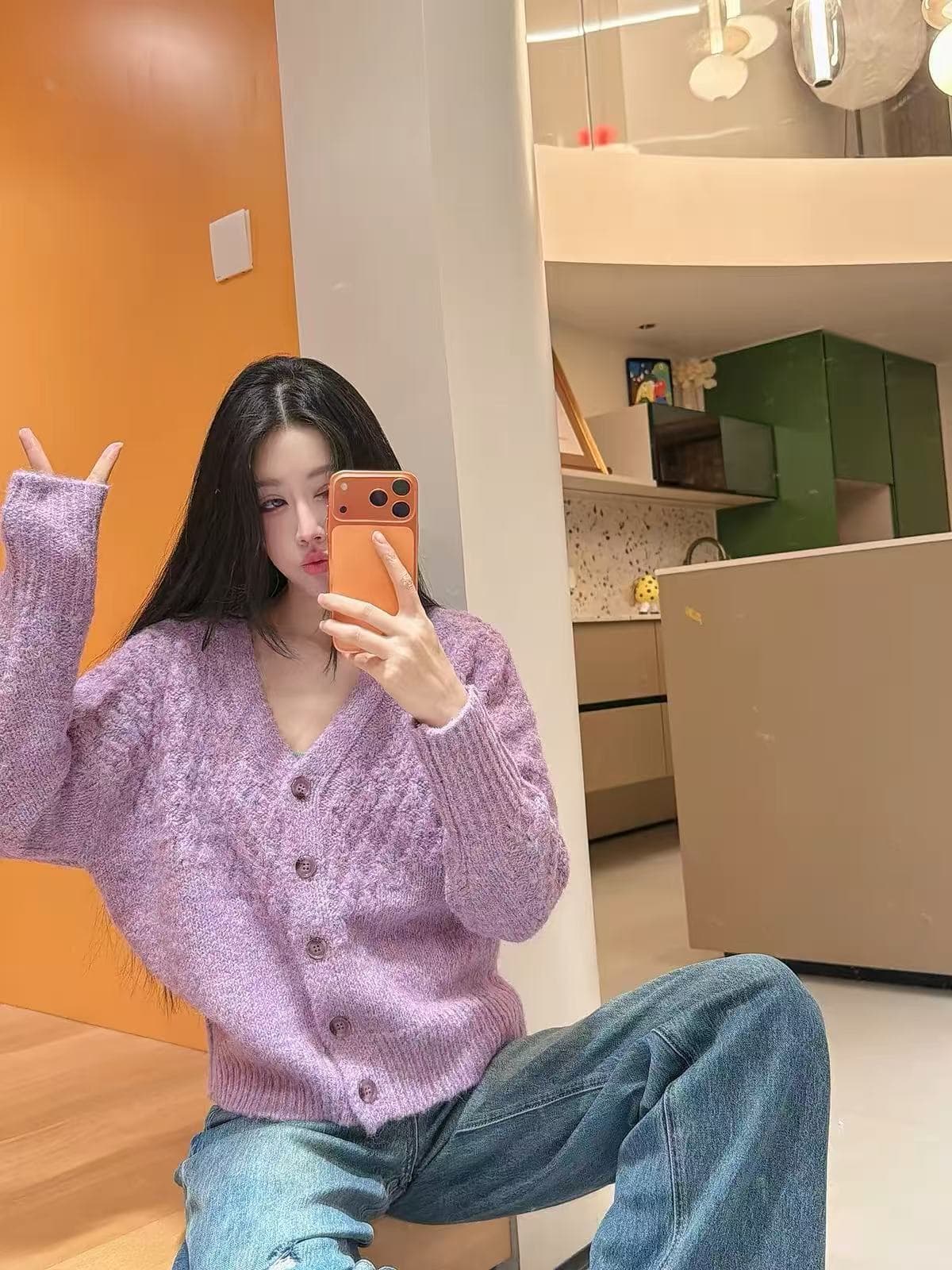 V넥 느긋한 바람 긴팔 부드러운 찹쌀 스웨터 니트 오픈 가디건 여성 가을 겨울 한 부서 캐주얼 루즈핏 슬림해 보이는 외부 가져 가라. 재킷