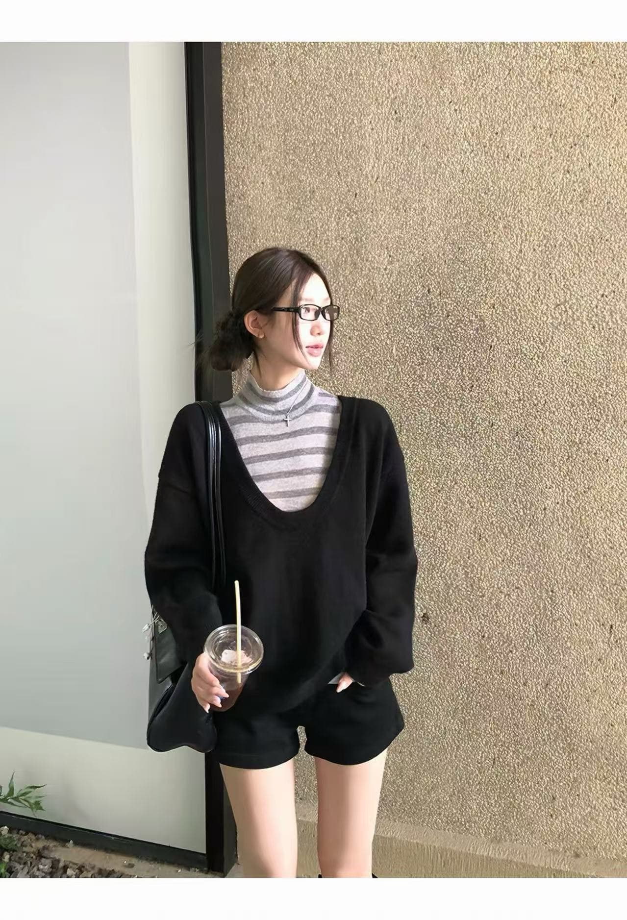 한 부서 도트 무늬 패치워크 꽈배기 니트 오픈 가디건 여성 가을 겨울 분위기 센스 레트로 라운드 넥 단추 스웨터 코트 상세 이미지 1