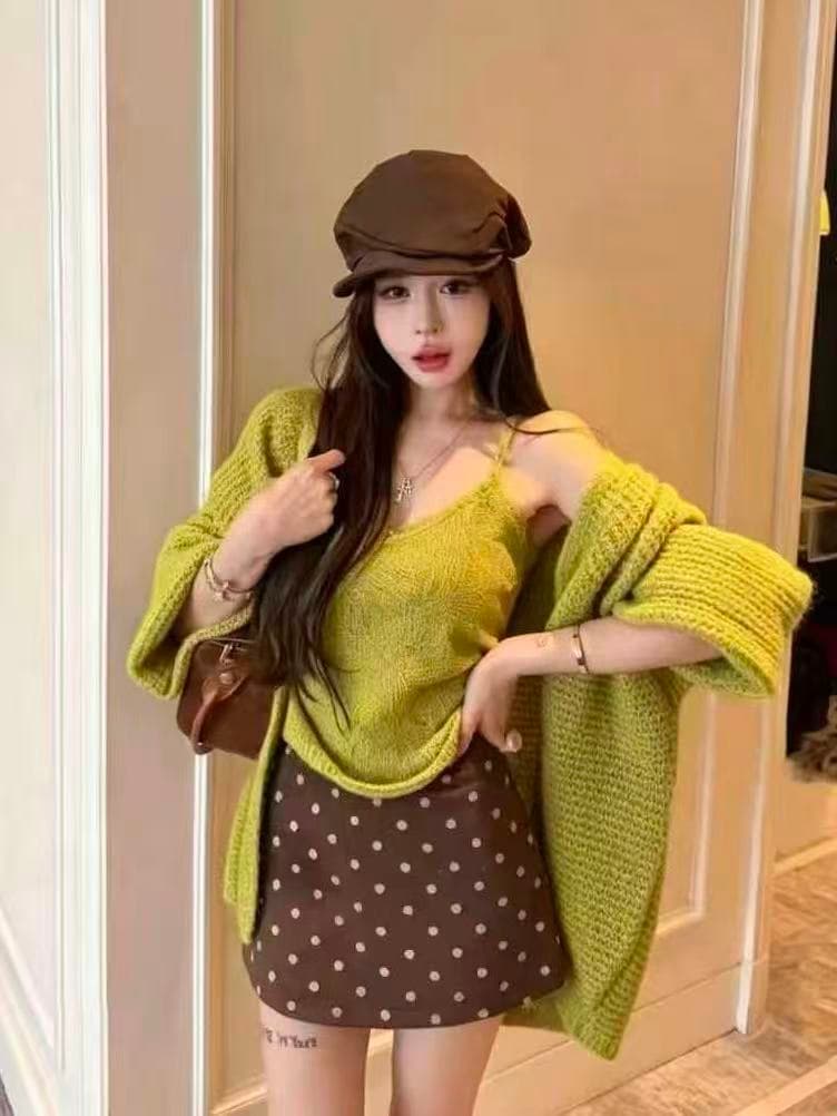 루즈핏 느긋한 바람 파란색 스트라이프 스웨터 여성 코트 가을 겨울철 부드러운 한 부서 캐주얼 니트 오픈 가디건 맨위 상세 이미지 1