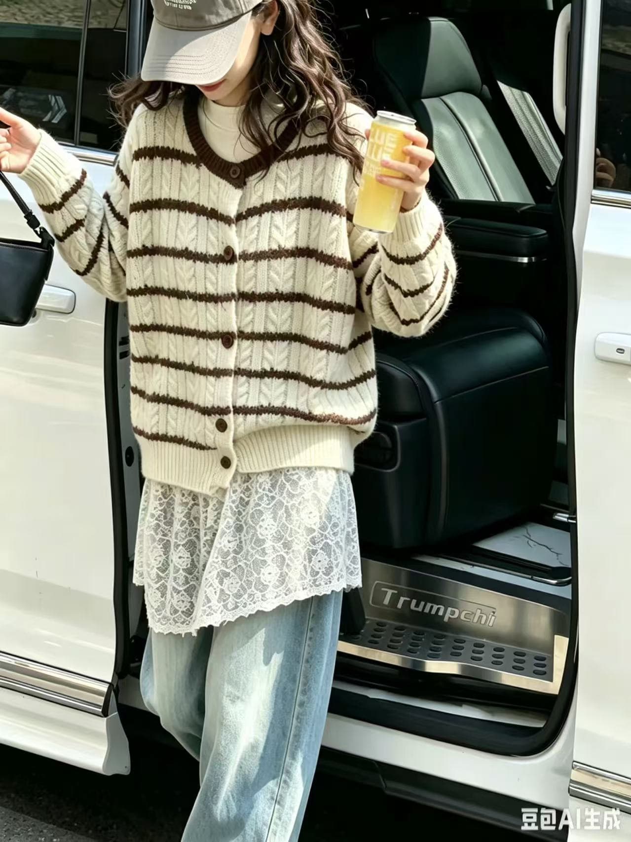 루즈핏 느긋한 바람 파란색 스트라이프 스웨터 여성 코트 가을 겨울철 부드러운 한 부서 캐주얼 니트 오픈 가디건 맨위 이미지 3