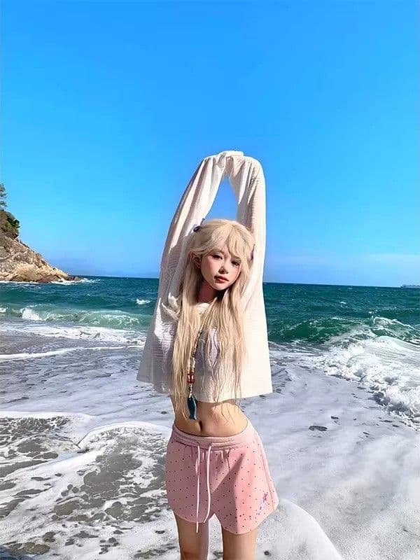 3 차원 허리 머리 도트 무늬 알파벳 반바지 여성 여름 새로운 핫걸 루즈핏 다용도 펌프 로프 허리밴드 반바지 이미지 2