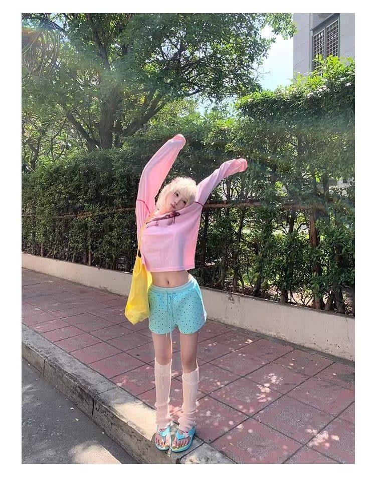 3 차원 허리 머리 도트 무늬 알파벳 반바지 여성 여름 새로운 핫걸 루즈핏 다용도 펌프 로프 허리밴드 반바지 상세 이미지 6