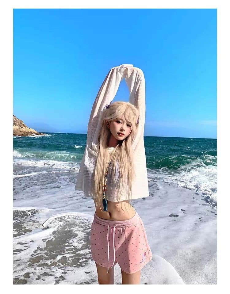 3 차원 허리 머리 도트 무늬 알파벳 반바지 여성 여름 새로운 핫걸 루즈핏 다용도 펌프 로프 허리밴드 반바지 상세 이미지 12