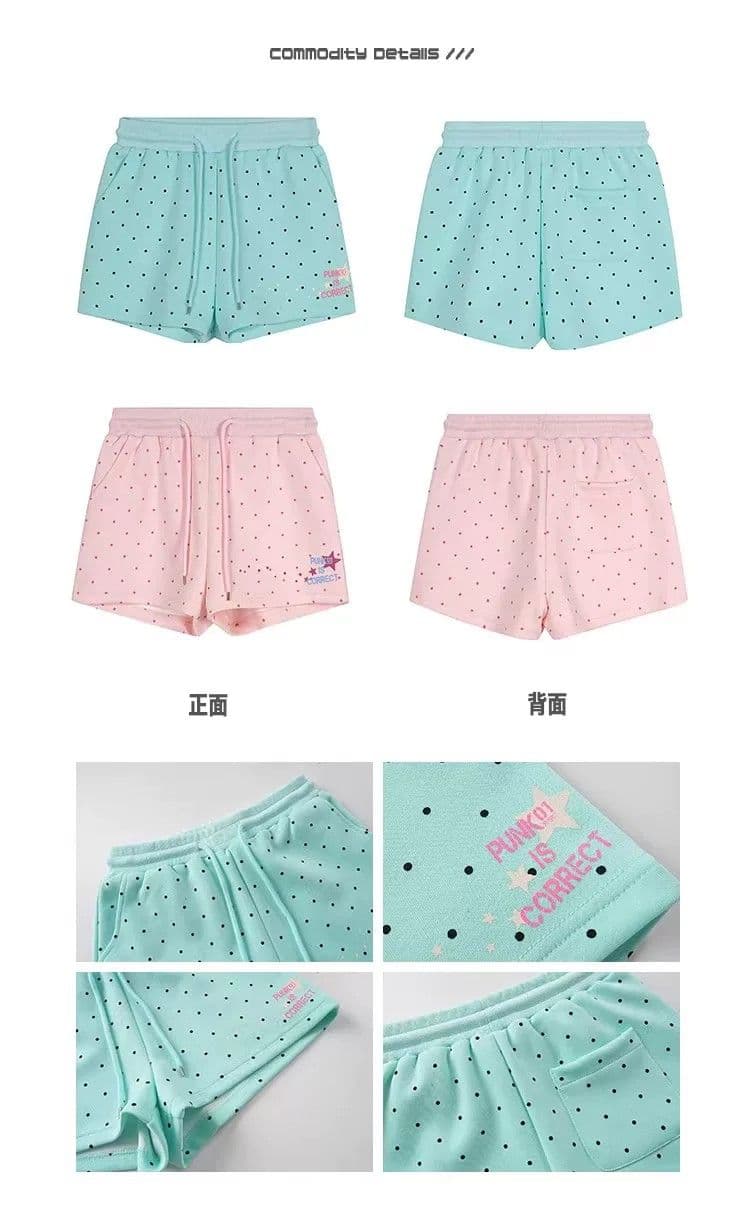 3 차원 허리 머리 도트 무늬 알파벳 반바지 여성 여름 새로운 핫걸 루즈핏 다용도 펌프 로프 허리밴드 반바지 상세 이미지 13