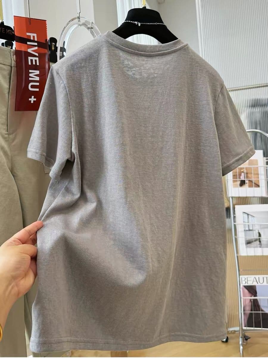 눈꽃 면 특별 빅 사이즈 300 근 Chic 프린트 캐주얼 반팔 티셔츠 여성 여름 맨위 이미지 2