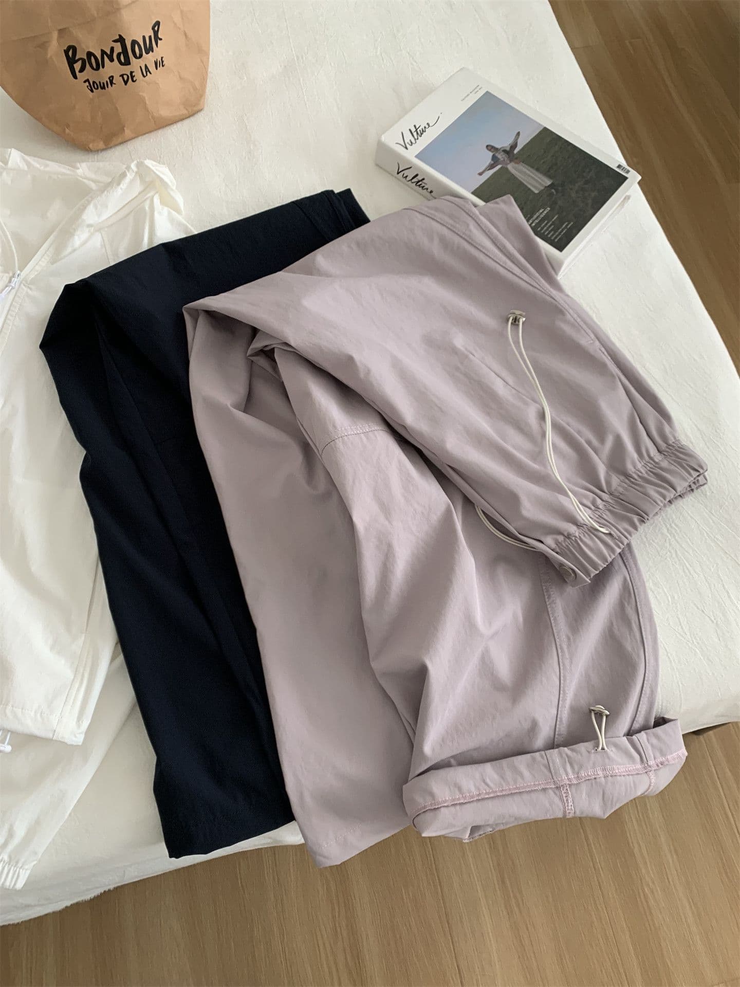 원본 원단 특별 빅 사이즈 300 근 얇은 스타일 펌프 로프 자외선 차단 바지 여성 얇은 스타일 모통이 칼 와이드 레그 팬츠 여름 상세 이미지 6