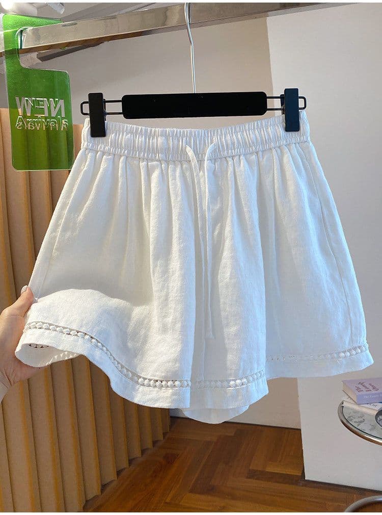 원본 원단 특별 빅 사이즈 300 근 반바지 여성 여름 외출용 루즈핏 캐주얼 와이드 레그 팬츠 통기성 핫 바지 상세 이미지 7