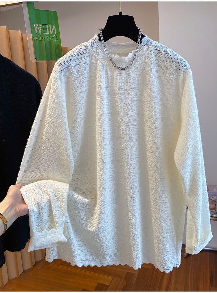 광저우 원본 원단 특별 빅 사이즈 300 근 프랑스식 홀로우 아웃 자수 레이스 셔츠 여성 기본 셔츠 2026 상세 이미지 2