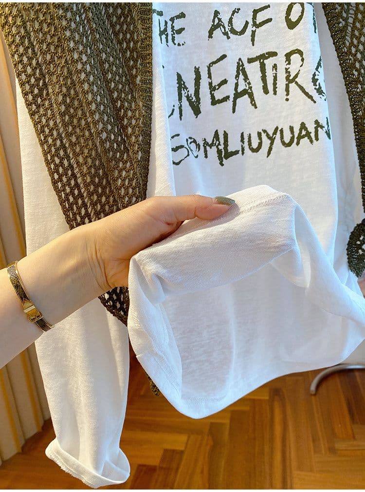 눈꽃 면 특별 빅 사이즈 300 근 티셔츠 여성 긴 소매 2026 이른 가을 루즈핏 숄 투피스 세트 맨위 상세 이미지 8