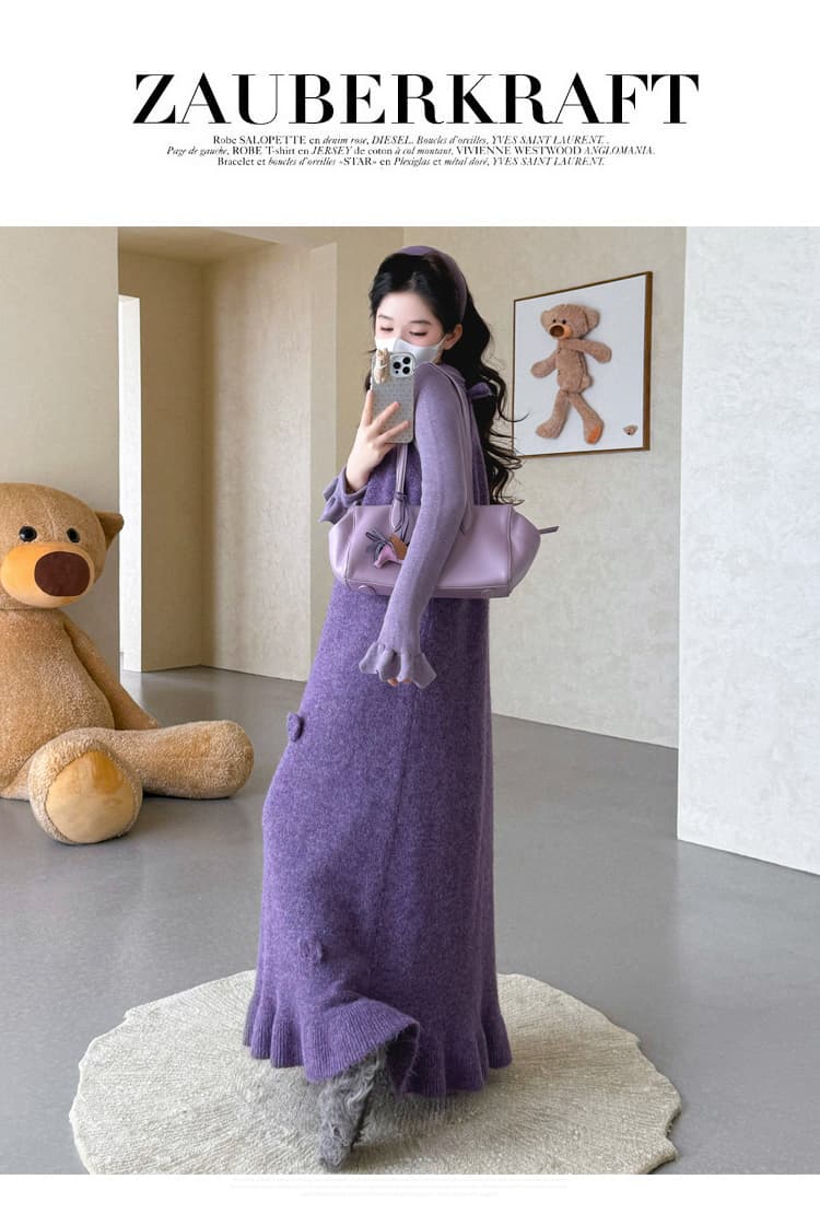 실사 가을 겨울 신제품 임산부 한국 스타일 짜임 꽃 인어 꼬리 스웨터 조끼 스커트 레이스 만나는 세트 상세 이미지 42
