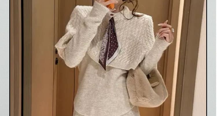 가을 겨울 신제품 임산부 스카프 망토 예쁜 스웨터 수 있습니다. 조정 반신 스커트 패션 스웨터 3종 세트 상세 이미지 2