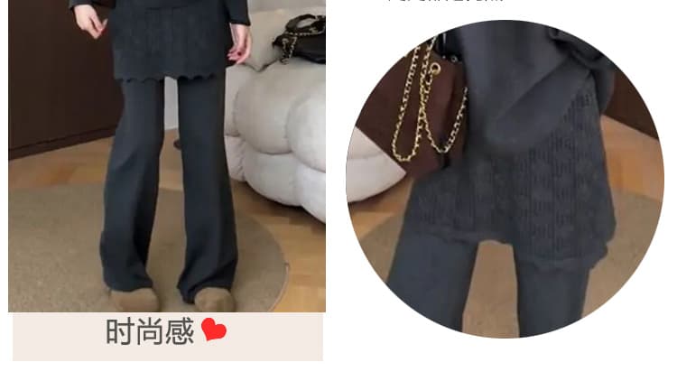 선물 물품 2026 가을 겨울 새로운 임산부 니트 박쥐 셔츠 패치워크 치마 커튼 한 부서 느슨함 느긋한 루즈핏 세트 상세 이미지 9