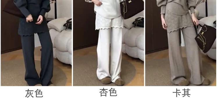 선물 물품 2026 가을 겨울 새로운 임산부 니트 박쥐 셔츠 패치워크 치마 커튼 한 부서 느슨함 느긋한 루즈핏 세트 상세 이미지 15