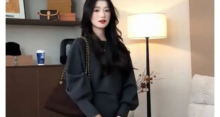 선물 물품 2026 가을 겨울 새로운 임산부 니트 박쥐 셔츠 패치워크 치마 커튼 한 부서 느슨함 느긋한 루즈핏 세트 상세 이미지 22