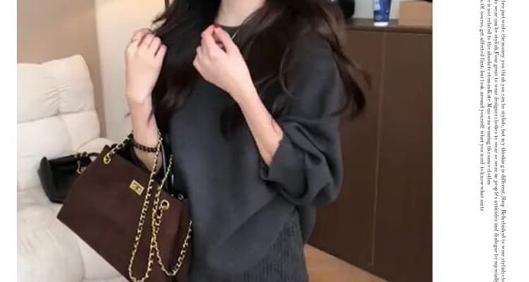 선물 물품 2026 가을 겨울 새로운 임산부 니트 박쥐 셔츠 패치워크 치마 커튼 한 부서 느슨함 느긋한 루즈핏 세트 상세 이미지 25