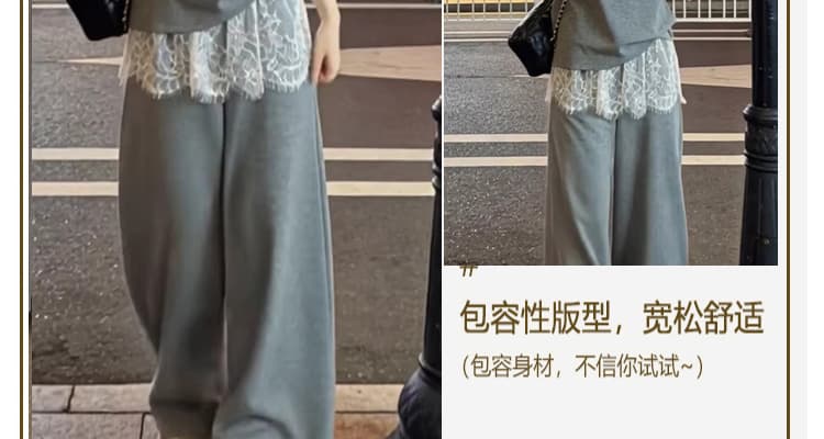 선물 실사 2026 여름 새로운 임산부 레이스 조각 랩스커트팬츠 후드티 와이드 레그 팬츠 느긋한 루즈핏 세트 상세 이미지 11