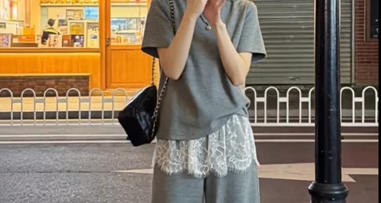 선물 실사 2026 여름 새로운 임산부 레이스 조각 랩스커트팬츠 후드티 와이드 레그 팬츠 느긋한 루즈핏 세트 상세 이미지 31