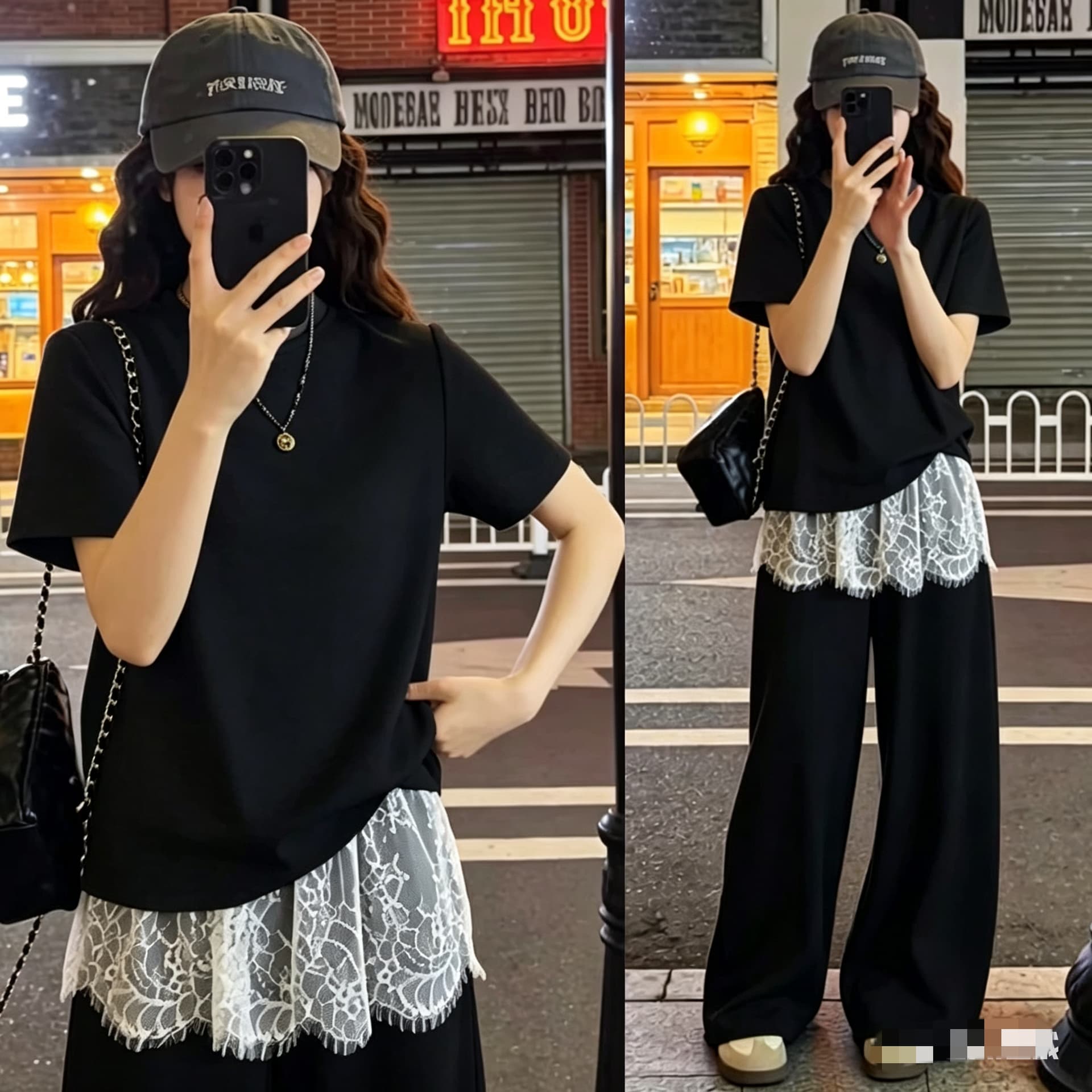 선물 실사 2026 여름 새로운 임산부 레이스 조각 랩스커트팬츠 후드티 와이드 레그 팬츠 느긋한 루즈핏 세트 상세 이미지 33