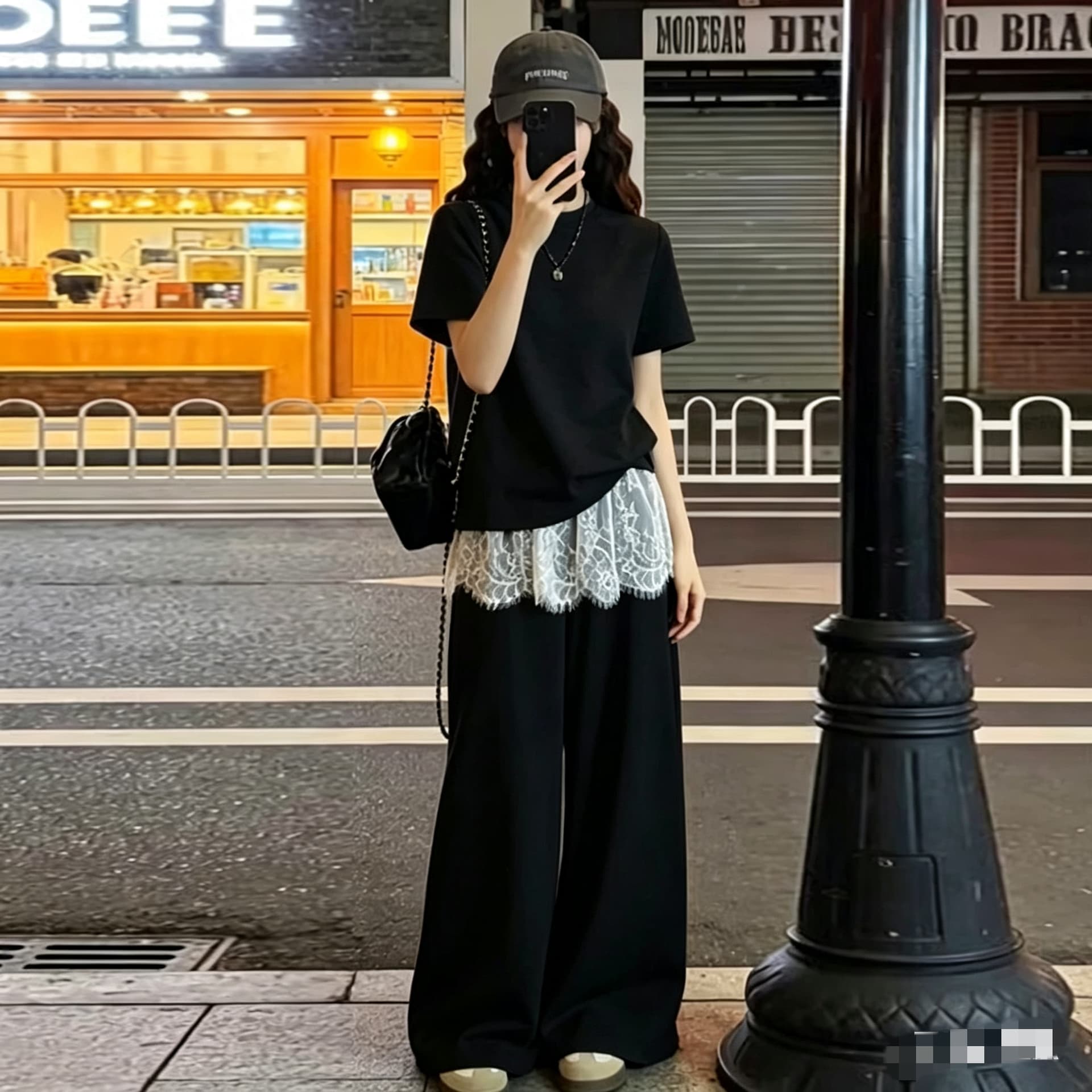 선물 실사 2026 여름 새로운 임산부 레이스 조각 랩스커트팬츠 후드티 와이드 레그 팬츠 느긋한 루즈핏 세트 상세 이미지 36