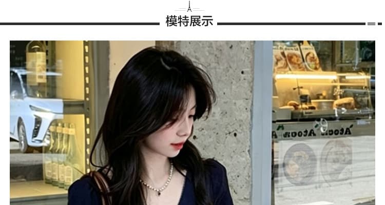 2026 여름 새로운 미니멀리즘 레이스 프랑스식 레이스업 V넥 품격 고급 센스 슬림해 보이는 임산부 드레스 상세 이미지 19