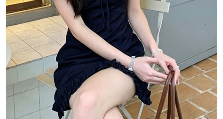 2026 여름 새로운 미니멀리즘 레이스 프랑스식 레이스업 V넥 품격 고급 센스 슬림해 보이는 임산부 드레스 상세 이미지 23