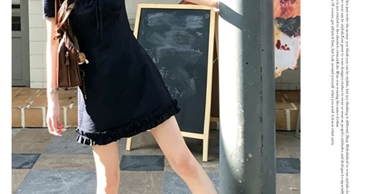 2026 여름 새로운 미니멀리즘 레이스 프랑스식 레이스업 V넥 품격 고급 센스 슬림해 보이는 임산부 드레스 상세 이미지 25
