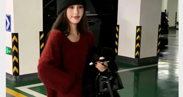 가을 겨울 신제품 임산부 자이언트 잘 생긴 폭발 꽈배기 짜임 스웨터 루즈핏 대 에디션 8 점 와이드 레그 팬츠 세트 상세 이미지 2