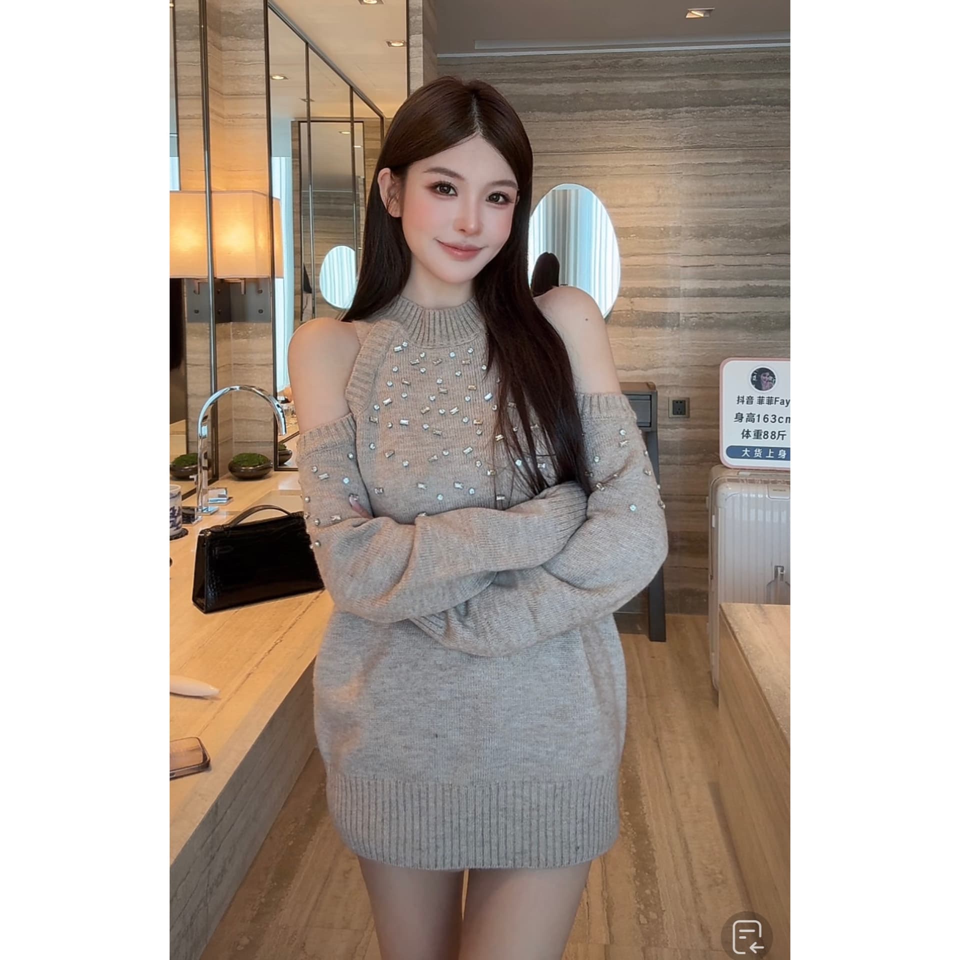 fay 안개 살구 은하계 가을과 겨울 무거운 작업 못 훈련 새는 어깨 단색 루즈핏 느긋한 다용도 니트 스웨터 켜기 상세 이미지 4