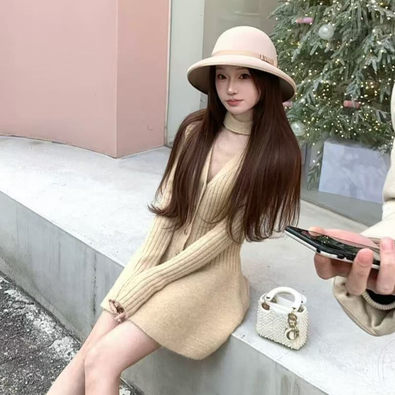 coolline 숲 희 열정적 인 발레 작은 심장 기계 ju 디스플레이 몸 니트 드레스 허리 수축 슬림해 보이는 미니 스커트