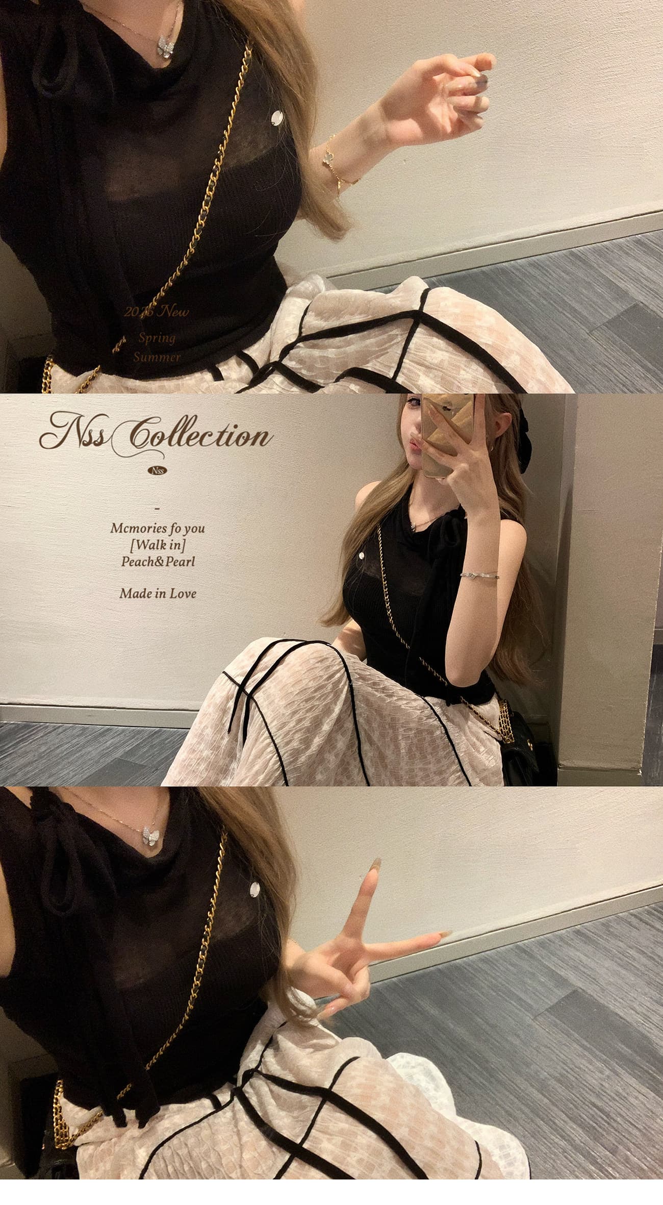 nss collection 높음 지혜 자매 클래식 리본 니트 조끼 여성 몸매 가꾸기 슬림해 보이는 민소매 맨위 상세 이미지 19