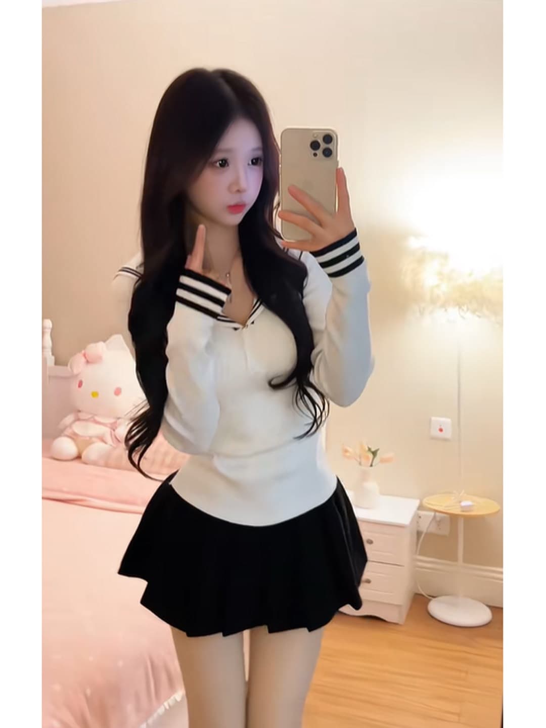 학원 스타일 자이언트 잘 생긴 ~ 중 몸매 가꾸기 슬림해 보이는 긴팔 니트 스웨터 슈퍼 화재 작은 대중 아니요 명중 섹션 맨위 2026 년 가을 상세 이미지 1