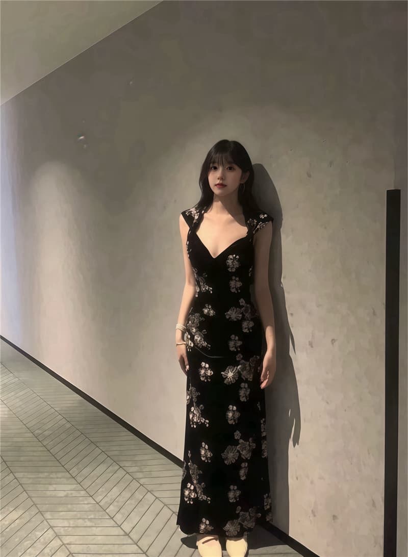 실사 둘째 머리카락 국풍 새로운 중식 핫걸 섹시함 행침 목 드레스 허리 수축 레이스 치마 이미지 5