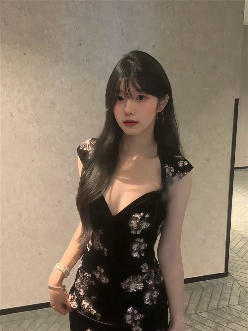 실사 둘째 머리카락 국풍 새로운 중식 핫걸 섹시함 행침 목 드레스 허리 수축 레이스 치마 상세 이미지 4