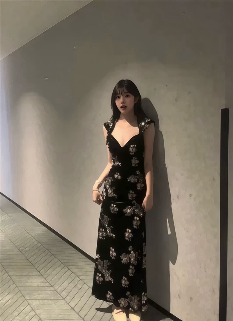 실사 둘째 머리카락 국풍 새로운 중식 핫걸 섹시함 행침 목 드레스 허리 수축 레이스 치마 상세 이미지 11