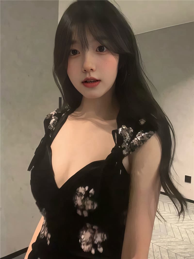 실사 둘째 머리카락 국풍 새로운 중식 핫걸 섹시함 행침 목 드레스 허리 수축 레이스 치마 상세 이미지 12