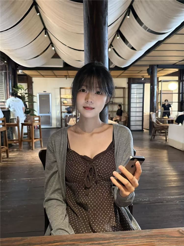 실사 레트로 스타일 슬립 맨위 다용도 섹션 가을 긴팔 오픈 가디건 여성 코트 상세 이미지 1