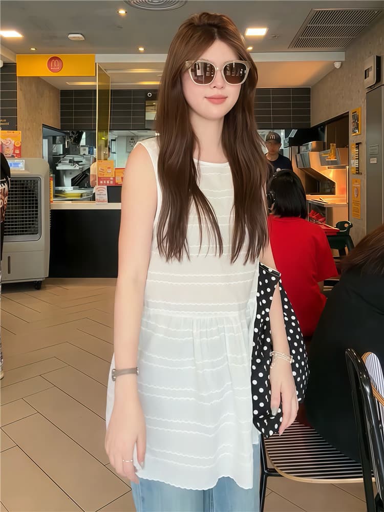 실사 둘째 머리카락 한국 스타일 루즈핏 민소매 자수 조끼 스커트 스택 착용 라운드 넥 니트 오픈 가디건 투피스 세트 상세 이미지 4