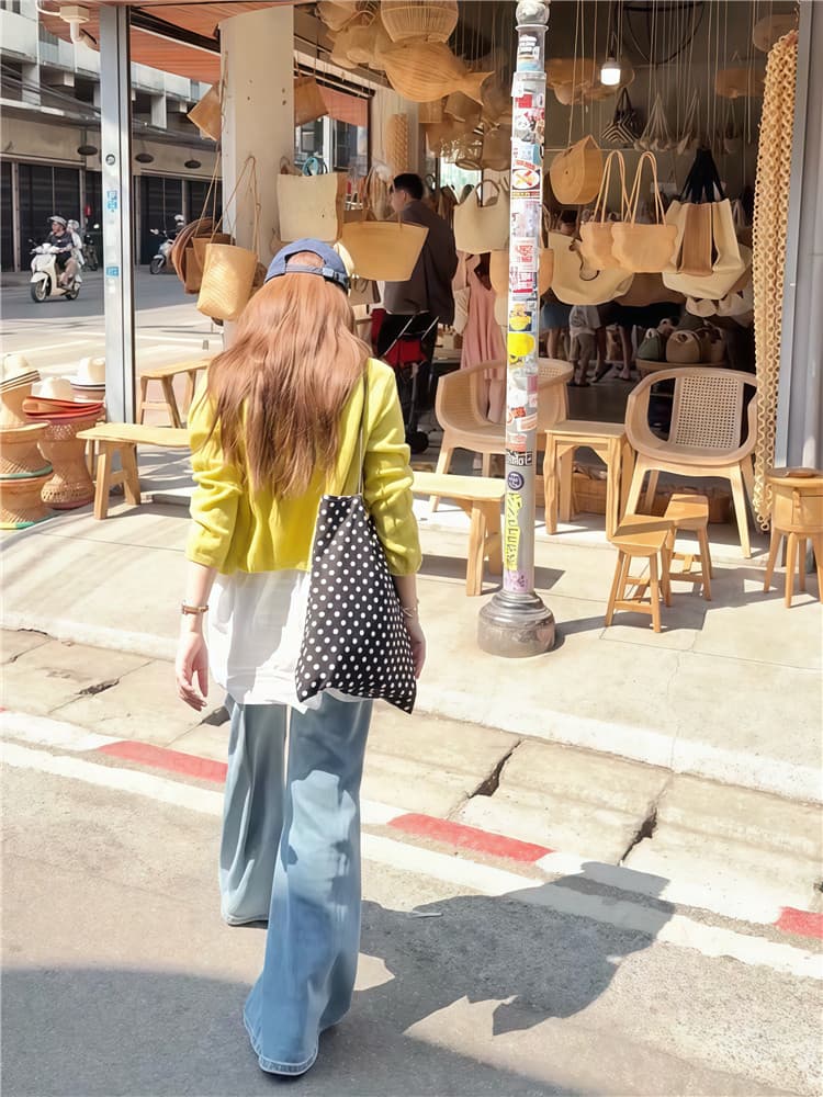실사 둘째 머리카락 한국 스타일 루즈핏 민소매 자수 조끼 스커트 스택 착용 라운드 넥 니트 오픈 가디건 투피스 세트 상세 이미지 10
