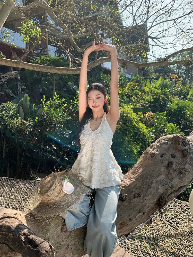 실사 둘째 머리카락 부드러운 순수한 욕망 3 차원 레이스 행침 목 조끼 맨위 이미지 2